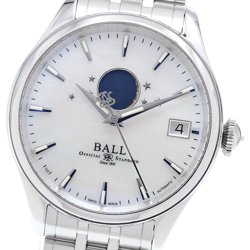 BALLWATCH Train Master Moon Phase 34 NL3082D-SJ-WH Date White shell Dial Automatic Boy's Watch_905104