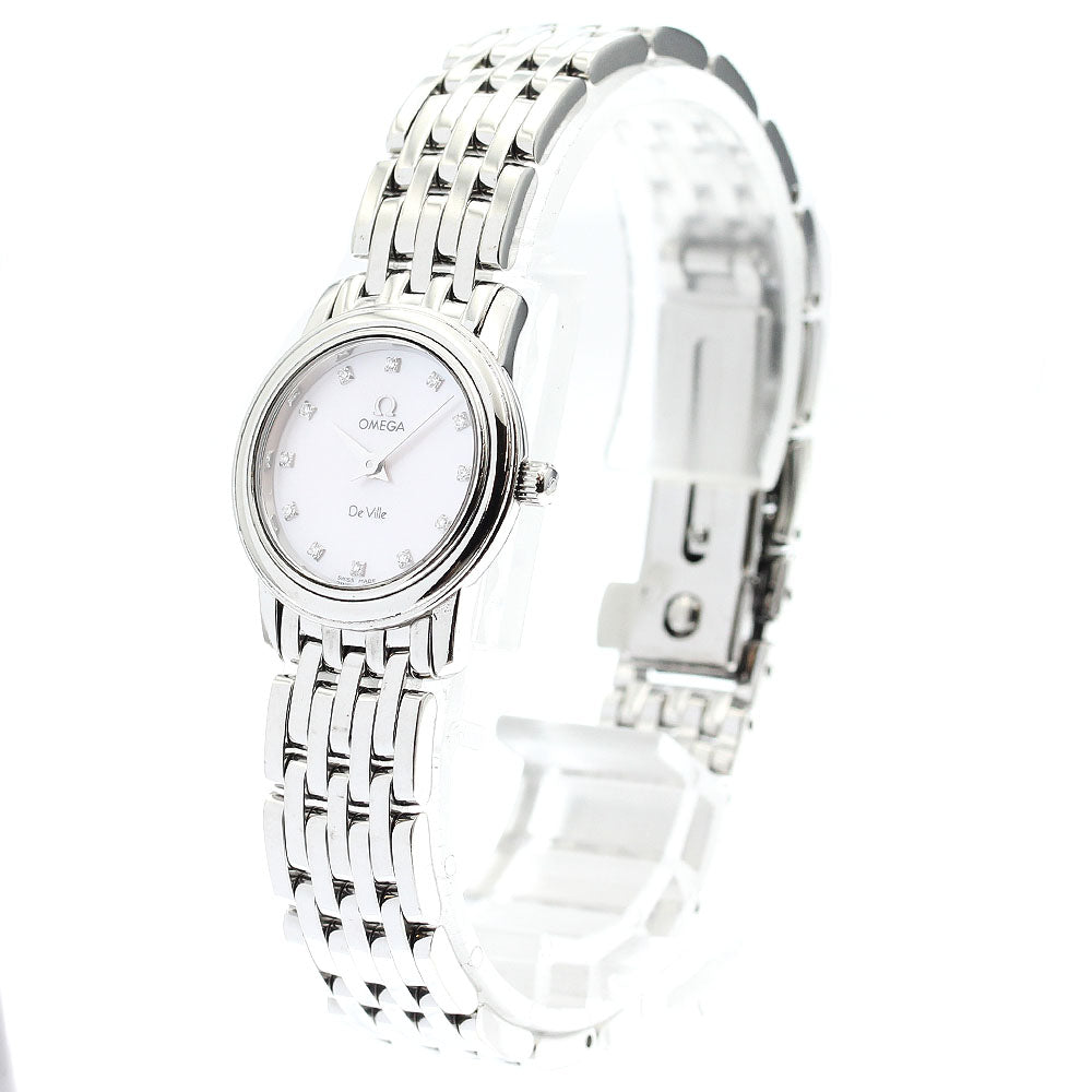 OMEGA De Ville Prestige 4570.76 12P diamond Pink shell Dial Quartz Ladies Watch_905224
