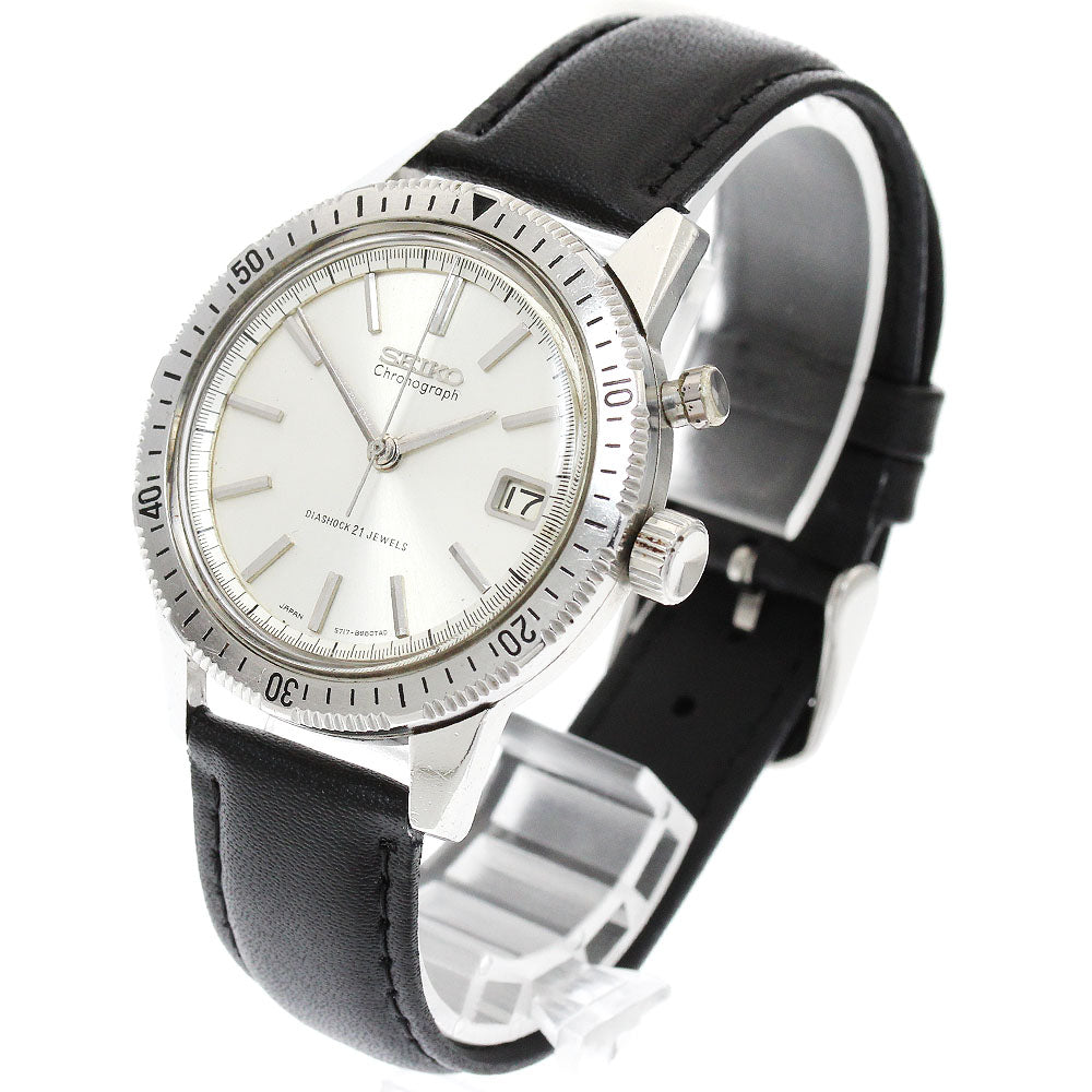 SEIKO 5717-8990 One push chronograph Silver Dial Hand Winding Men's Watch_905242