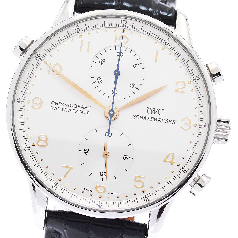 IWC SCHAFFHAUSEN Portuguese Rattrapante IW371202 Chronograph Silver Dial Hand Winding Men's Watch_905381