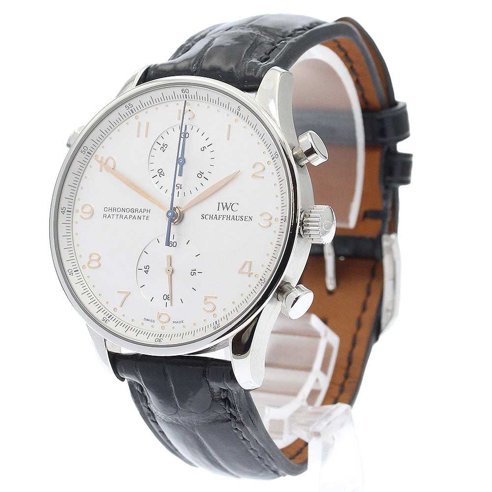 IWC SCHAFFHAUSEN Portuguese Rattrapante IW371202 Chronograph Silver Dial Hand Winding Men's Watch_905381