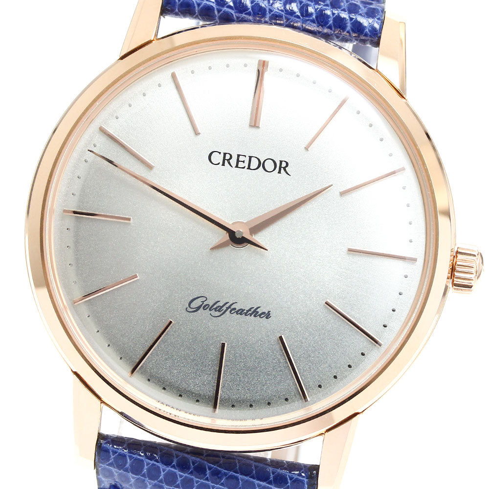 SEIKO CREDOR Gold Feather GBBY980/6890-00S0 18K Pink Gold Silver Dial Hand Winding Men's Watch_905447