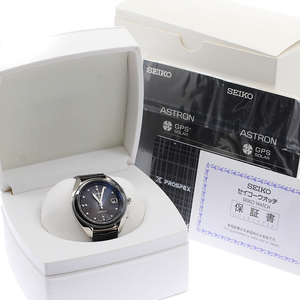 SEIKO Astron STXD001/3X22-0AA0 14P Diamond Date black Dial Solar Powered Radio Ladies Watch_905491