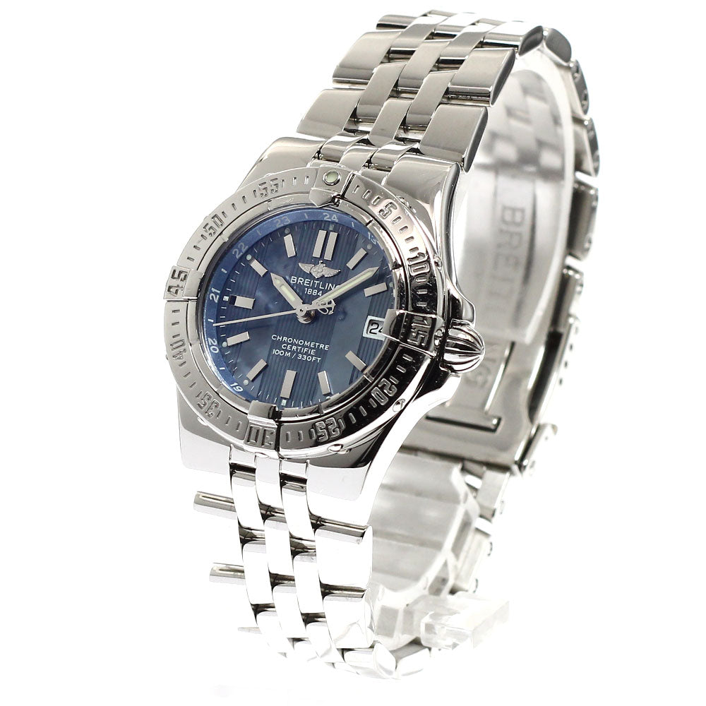 BREITLING Star liner A71340 Date Blue shell Dial Quartz Ladies Watch_905496