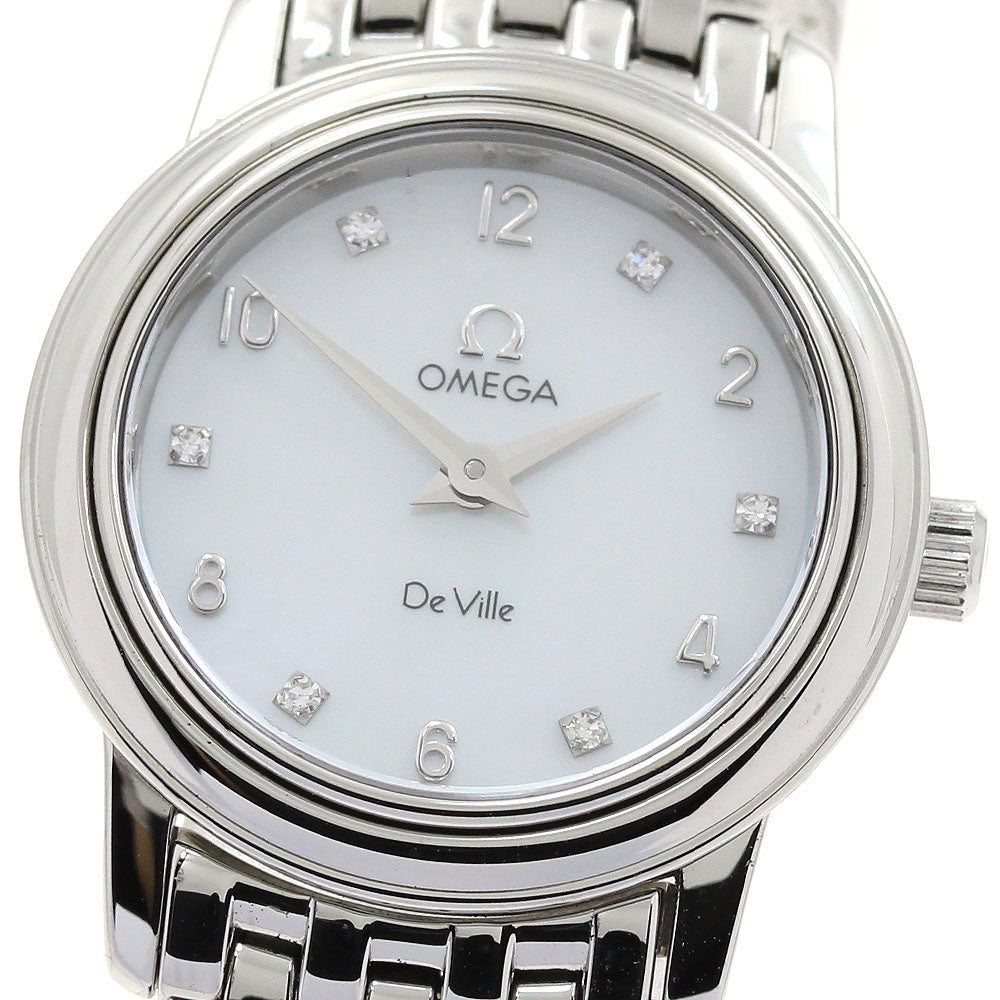 OMEGA De Ville Prestige 4570.75 6P diamond White shell Dial Quartz Ladies Watch_905530