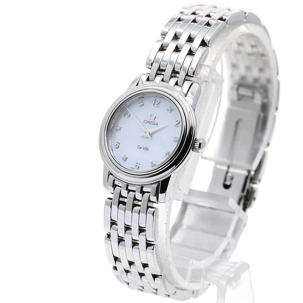 OMEGA De Ville Prestige 4570.75 6P diamond White shell Dial Quartz Ladies Watch_905530