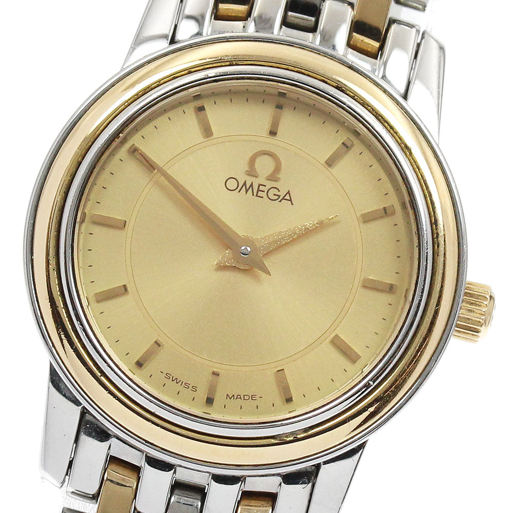 OMEGA De Ville Prestige 4370.11 YG2 tone gold Dial Quartz Ladies Watch_905553