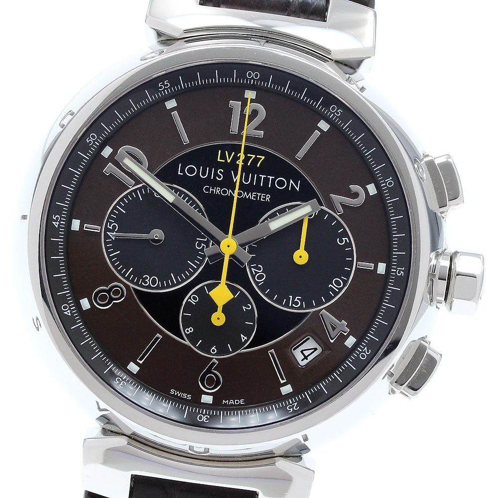 LOUIS VUITTON Tambour Chronograph El Primero Q1141 Date Brown / Black Dial Automatic Men's Watch_905613