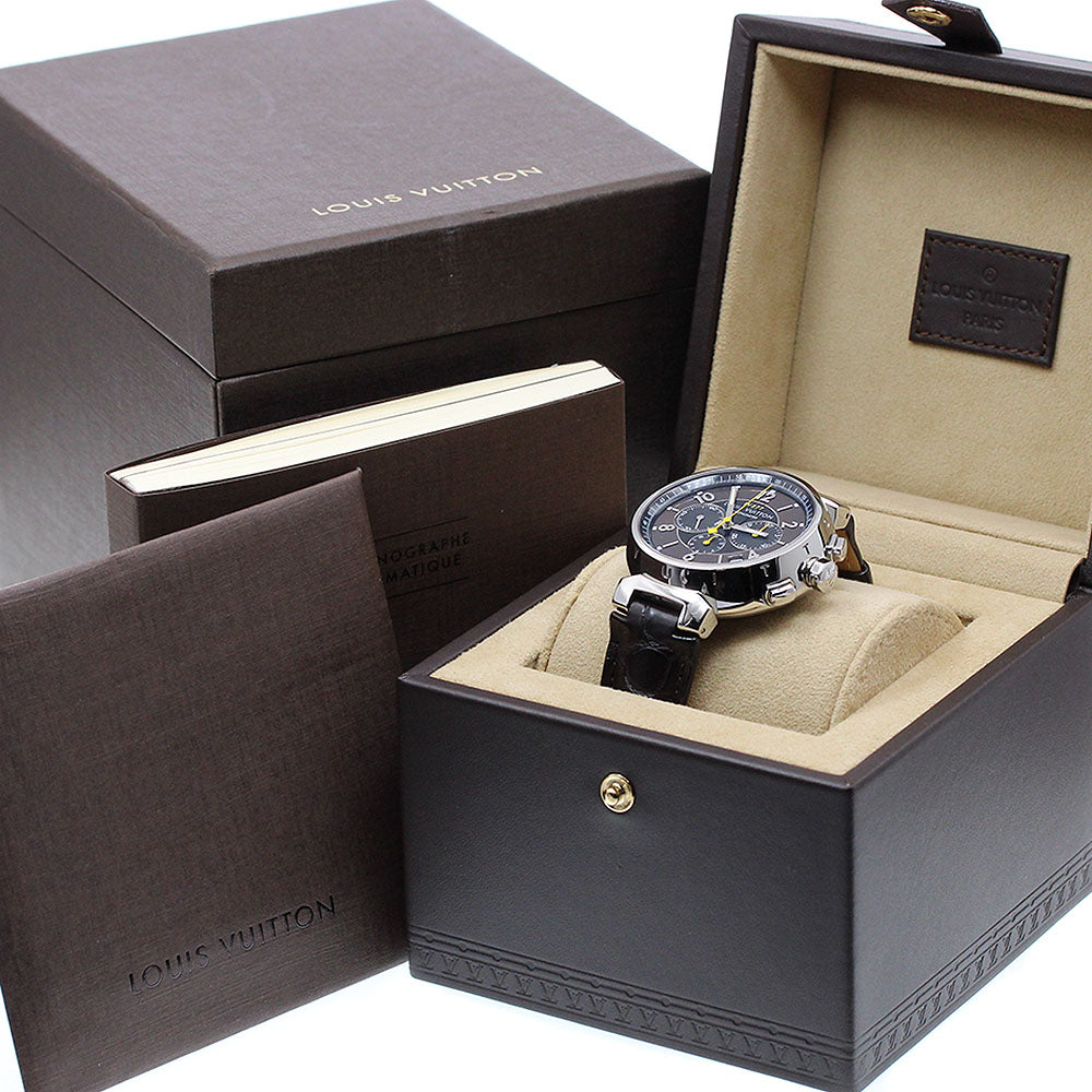 LOUIS VUITTON Tambour Chronograph El Primero Q1141 Date Brown / Black Dial Automatic Men's Watch_905613