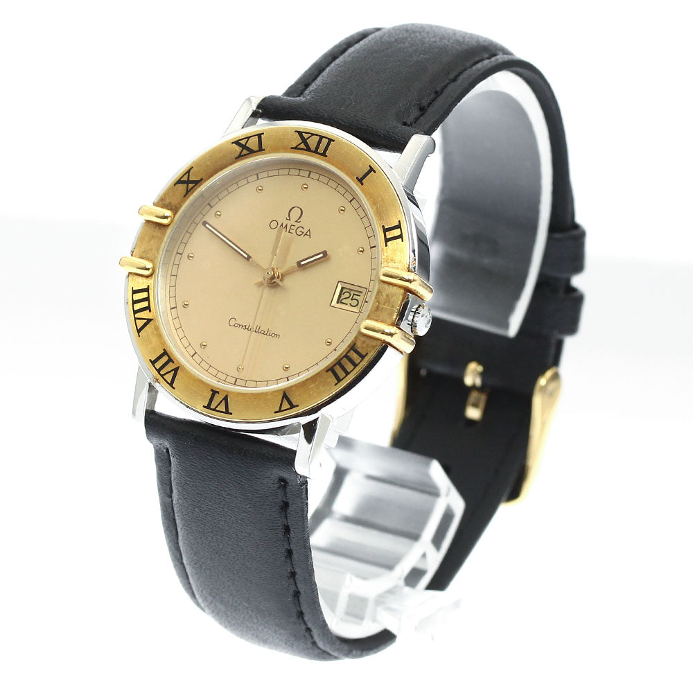 OMEGA Constellation Date YG bezel gold Dial Quartz Men's Watch_905685