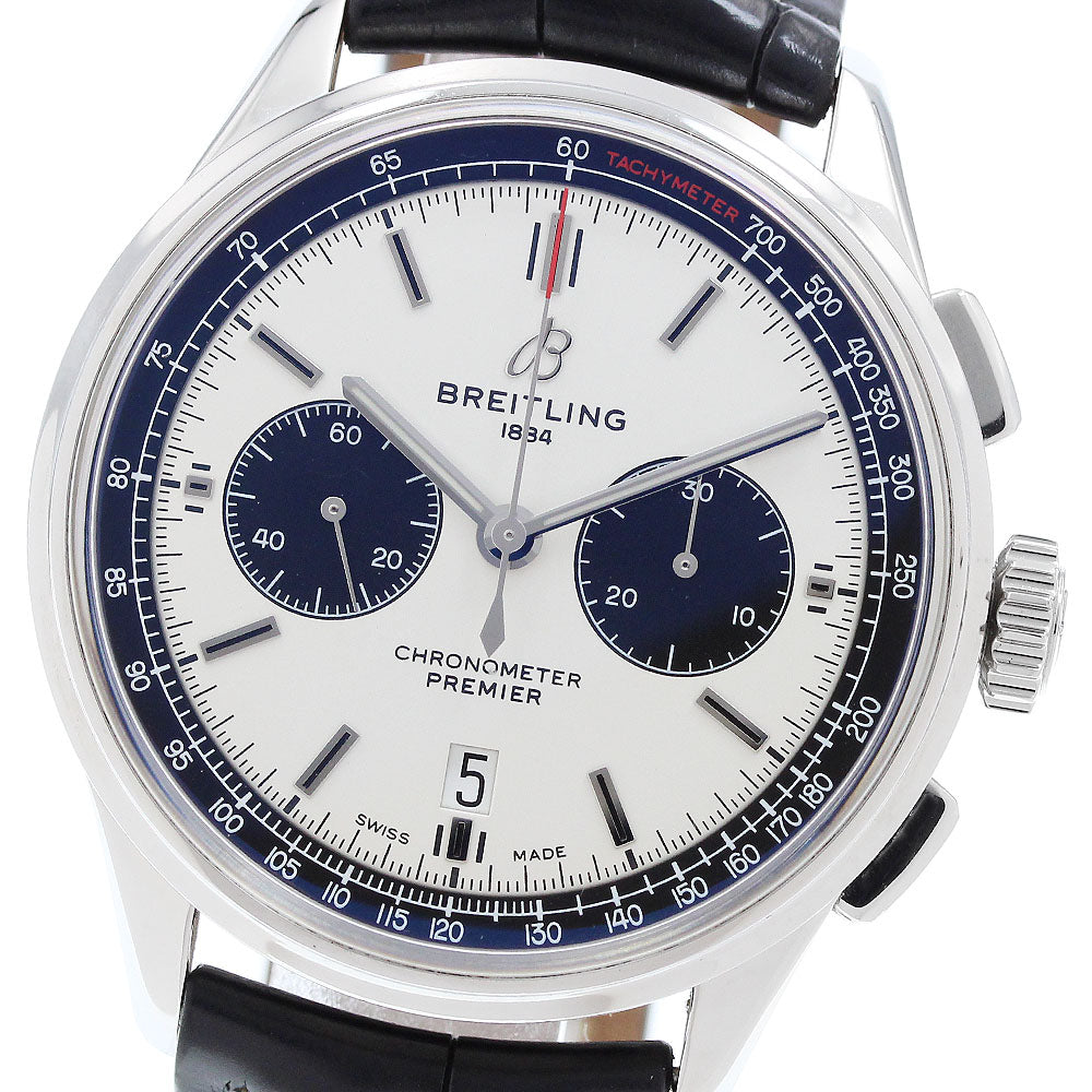 BREITLING Premier B01 AB0118 Chronograph Silver / Black Dial Automatic Men's Watch_905736