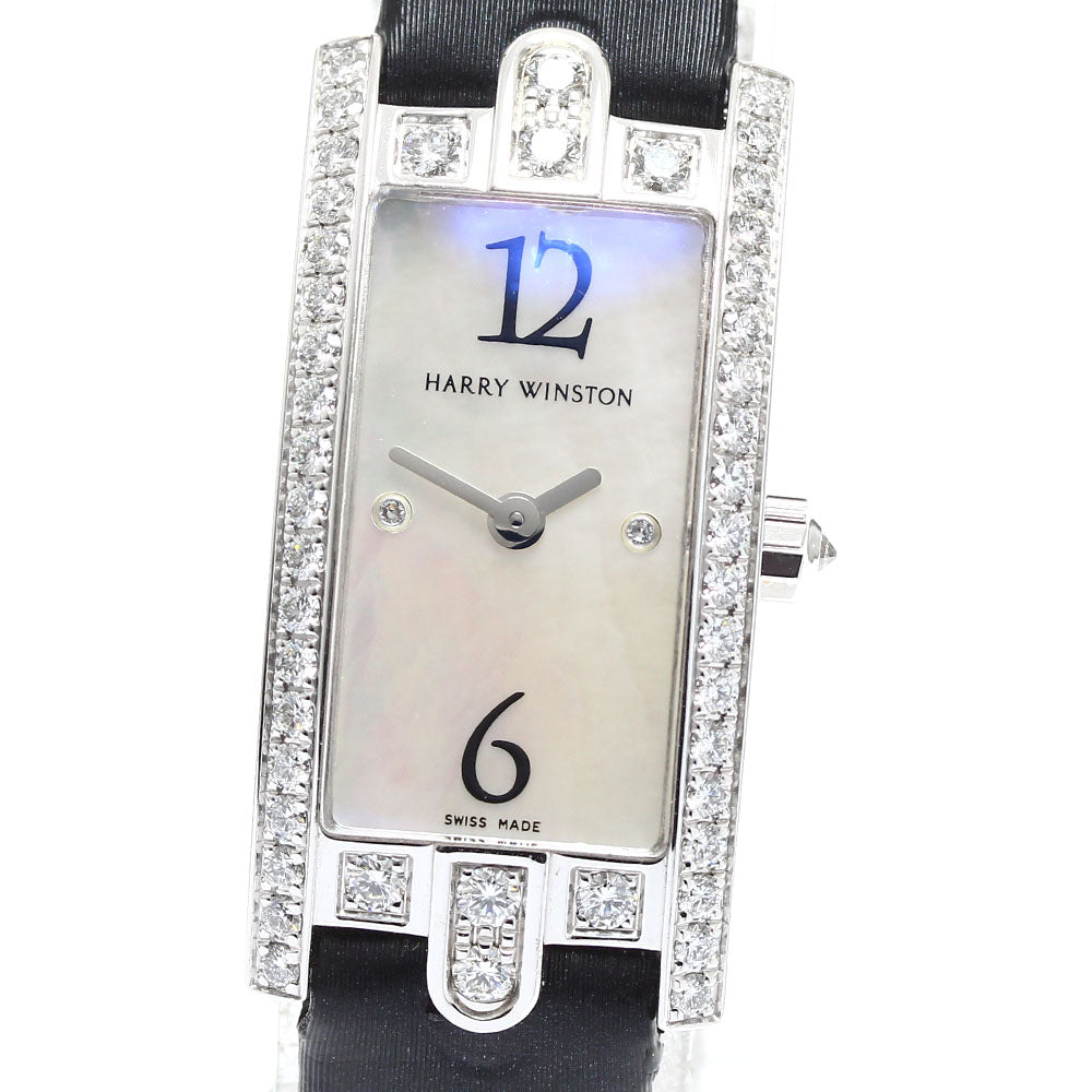 HARRY WINSTON Avenue 332LQW K18WG diamond bezel 2P White shell Dial Quartz Ladies Watch_905747