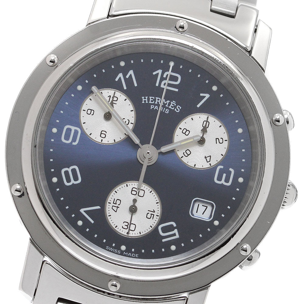 HERMES Clipper chrono CL1.910 Date Navy Dial Quartz Men's Watch_905769