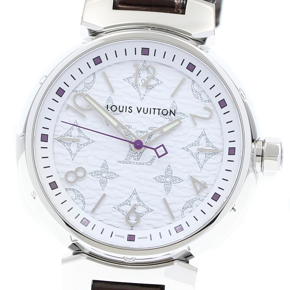 LOUIS VUITTON Tambour monogram QA116 white Dial Quartz Ladies Watch_905816