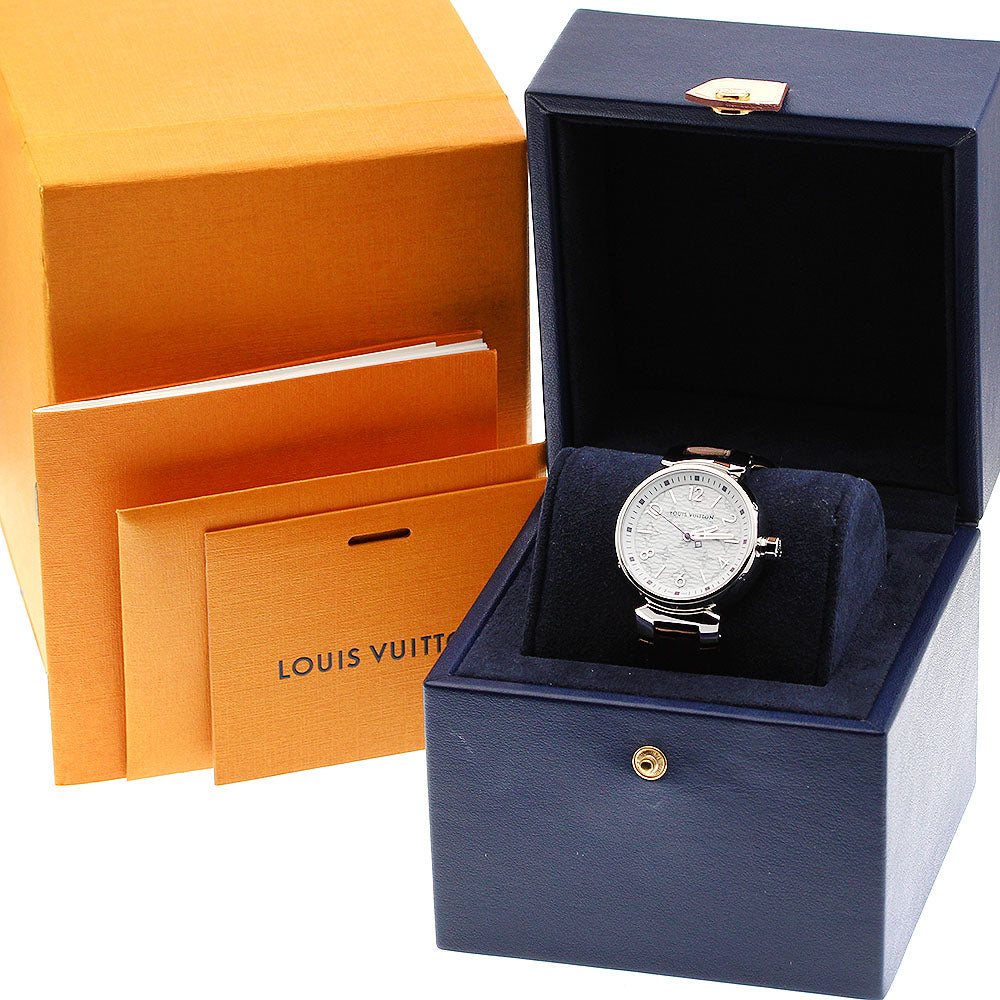 LOUIS VUITTON Tambour monogram QA116 white Dial Quartz Ladies Watch_905816