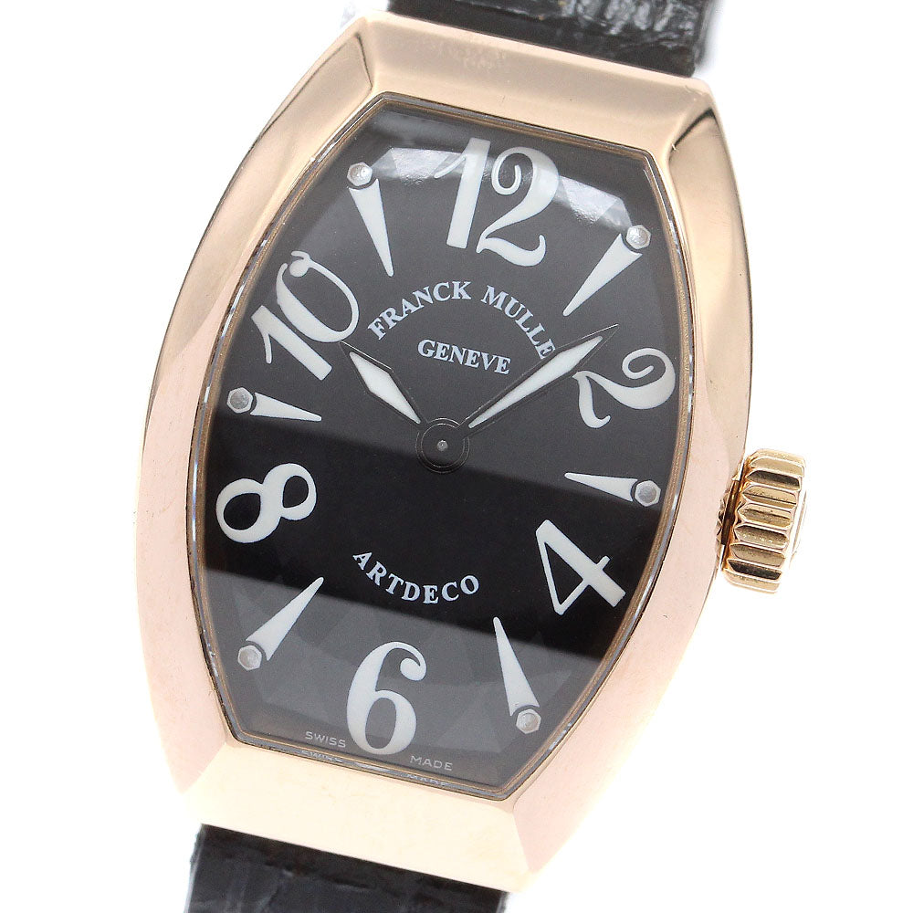 FRANCK MULLER Art deco 11002SQZ 18K Pink Gold black Dial Quartz Ladies Watch_905838