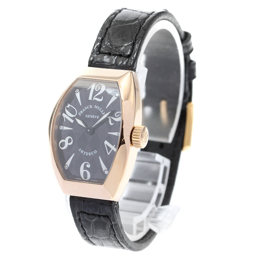 FRANCK MULLER Art deco 11002SQZ 18K Pink Gold black Dial Quartz Ladies Watch_905838