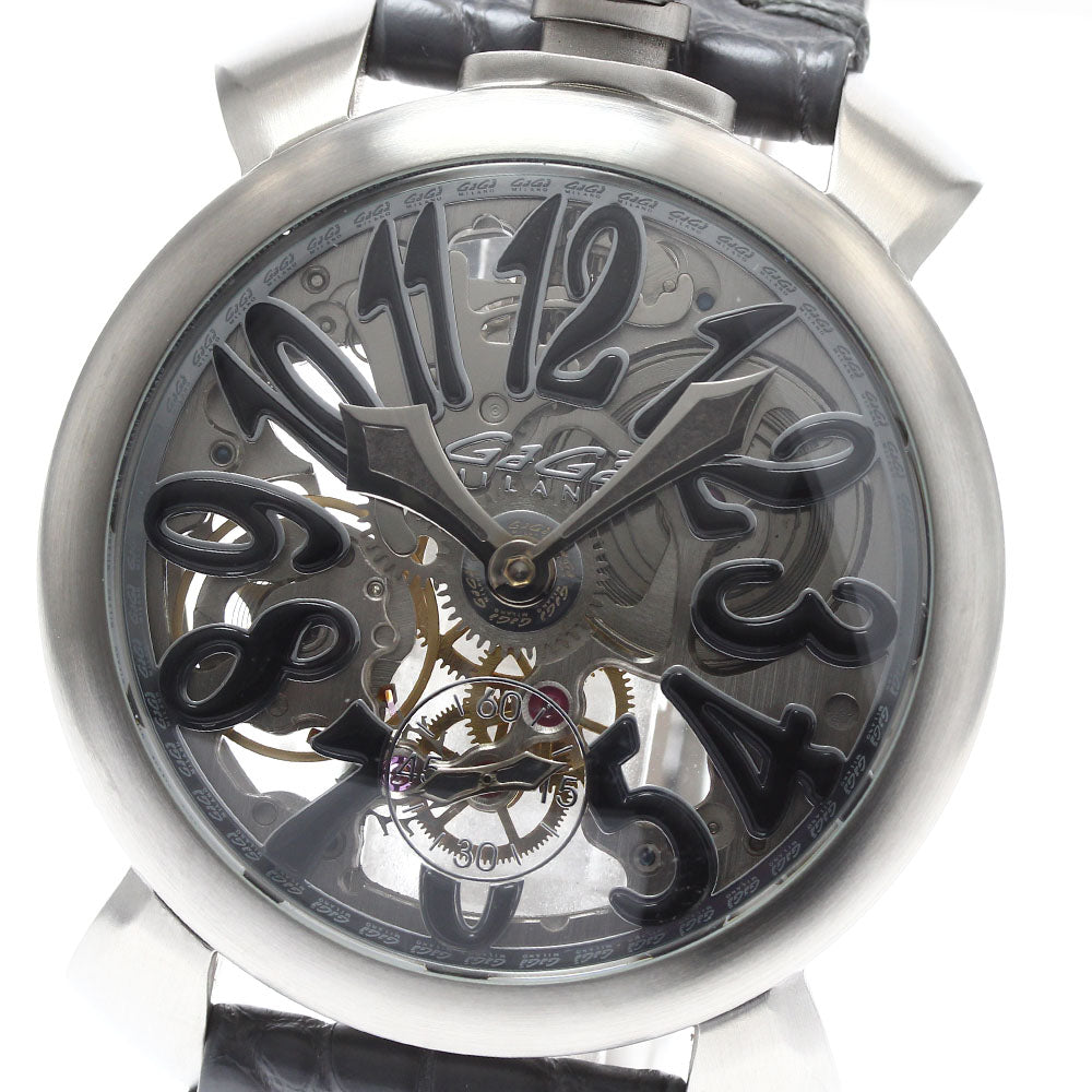 GaGa MILANO Manuale48 5310.02 skeleton skeleton Dial Hand Winding Men's Watch_905864