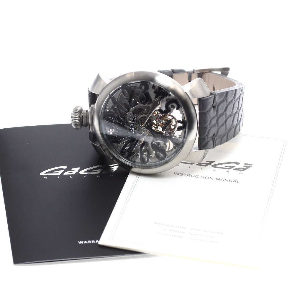 GaGa MILANO Manuale48 5310.02 skeleton skeleton Dial Hand Winding Men's Watch_905864