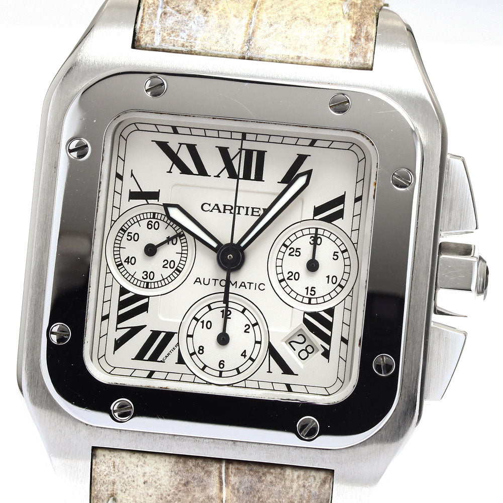 CARTIER Santos 100 XL W20090X8 Chronograph Silver Dial Automatic Men's Watch_905900