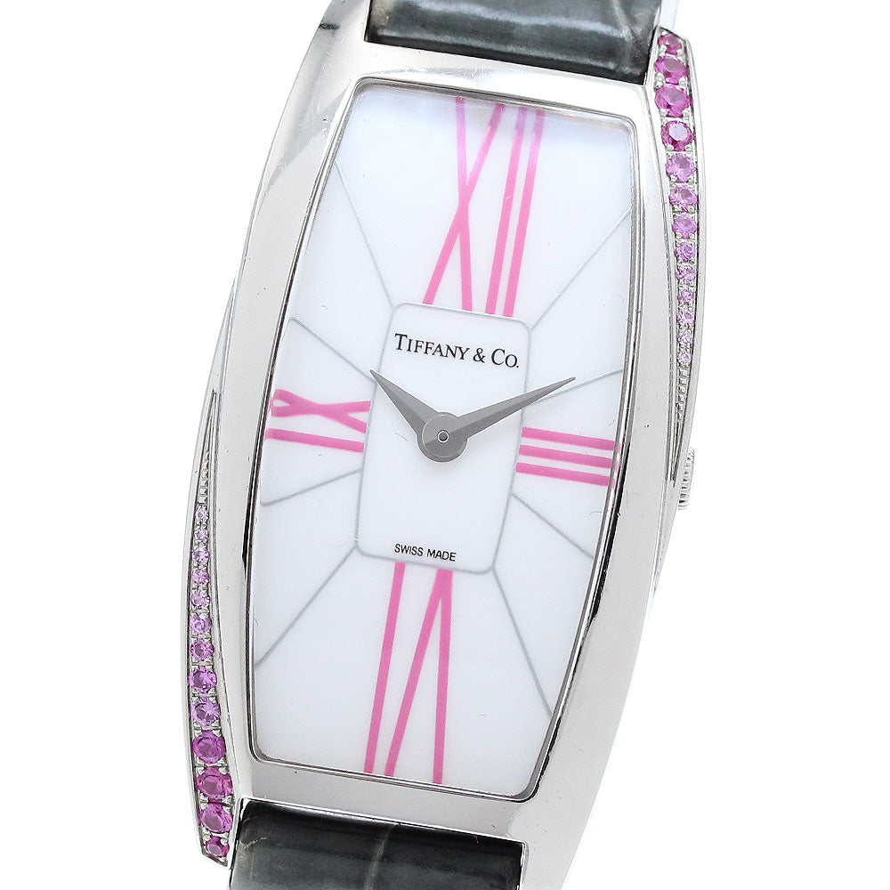 TIFFANY&Co. Jemea Z6401.10.10I29A48I Pink Sapphire Bezel white Dial Quartz Ladies Watch_905996
