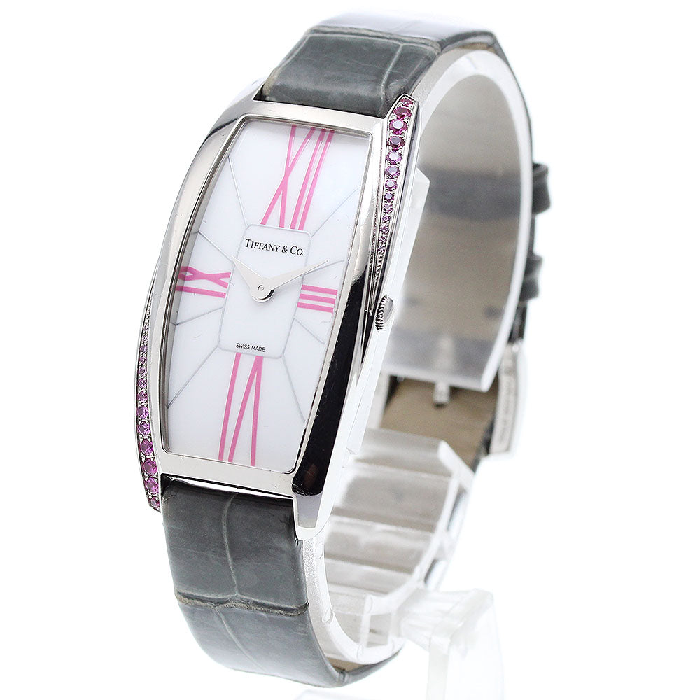 TIFFANY&Co. Jemea Z6401.10.10I29A48I Pink Sapphire Bezel white Dial Quartz Ladies Watch_905996