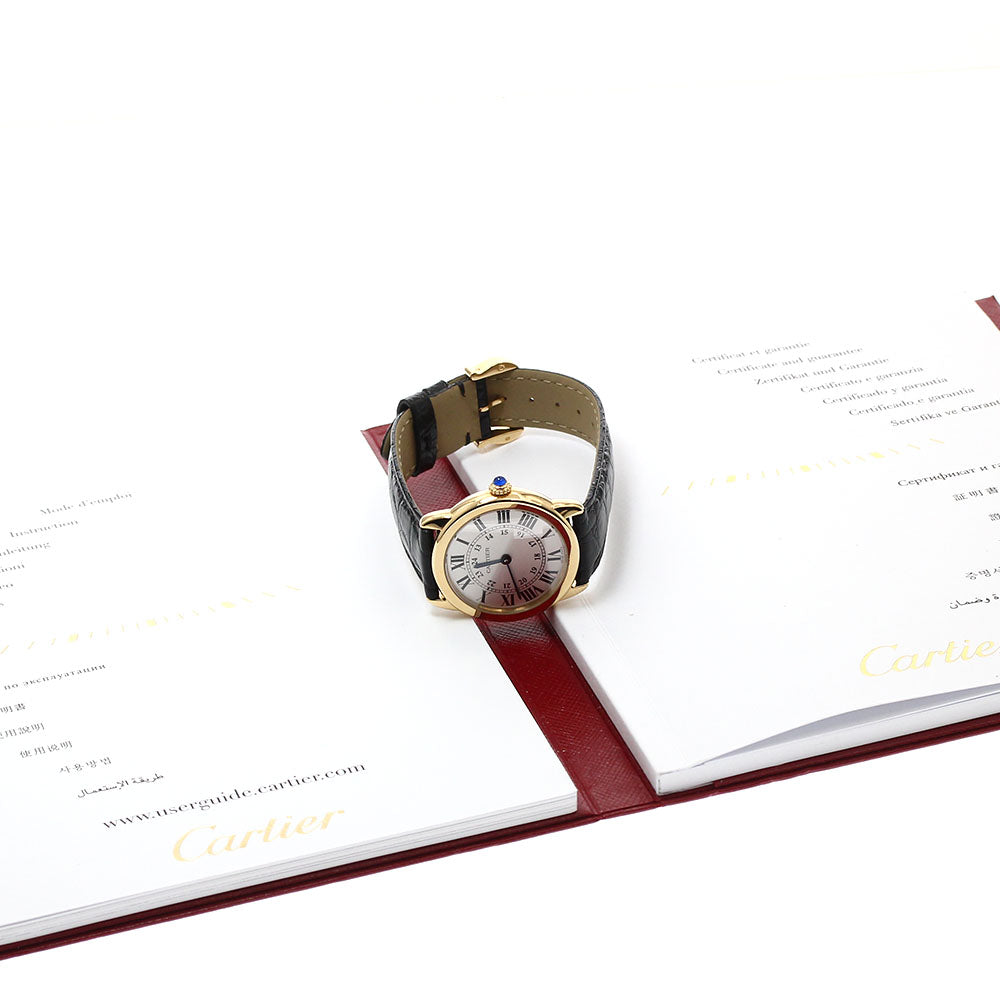 CARTIER Ronde Solo SM W6700355 18K Yellow Gold Silver Dial Quartz Ladies Watch_906010