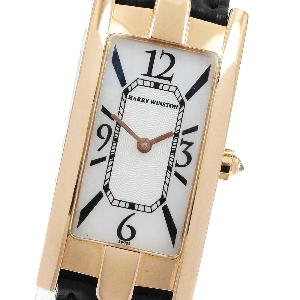 HARRY WINSTON Avenue 330LQR 18K Pink Gold White shell Dial Quartz Ladies Watch_906026