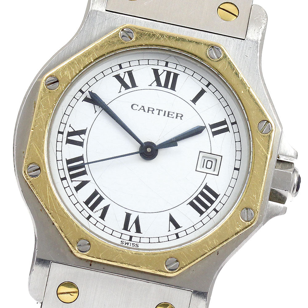 CARTIER Santos Octagon LM YG bezel white Dial Automatic Men's Watch_906051