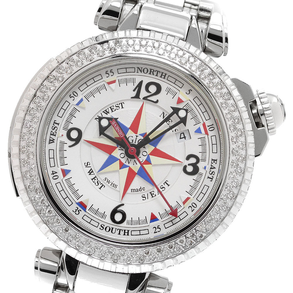Gio Monaco Poseidon diamond bezel date white Dial Automatic Men's Watch_906071
