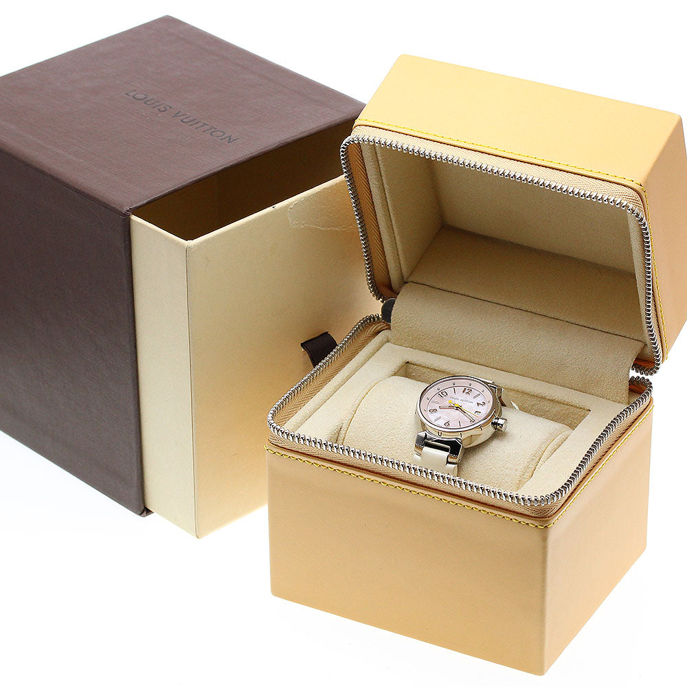 LOUIS VUITTON Tambour Q1216 Date Pink shell Dial Quartz Ladies Watch_906100
