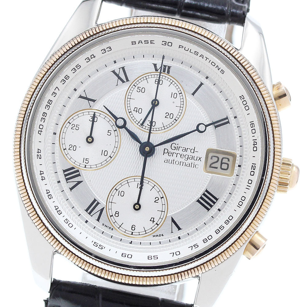 GIRARD PERREGAUX Gold Plated4900 4910 Chronograph Silver Dial Automatic Men's Watch_906104
