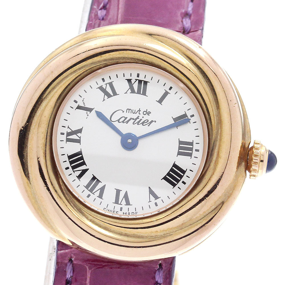 CARTIER Trinity W1015045 SV925(Gold Plated) Silver Dial Quartz Ladies Watch_906210