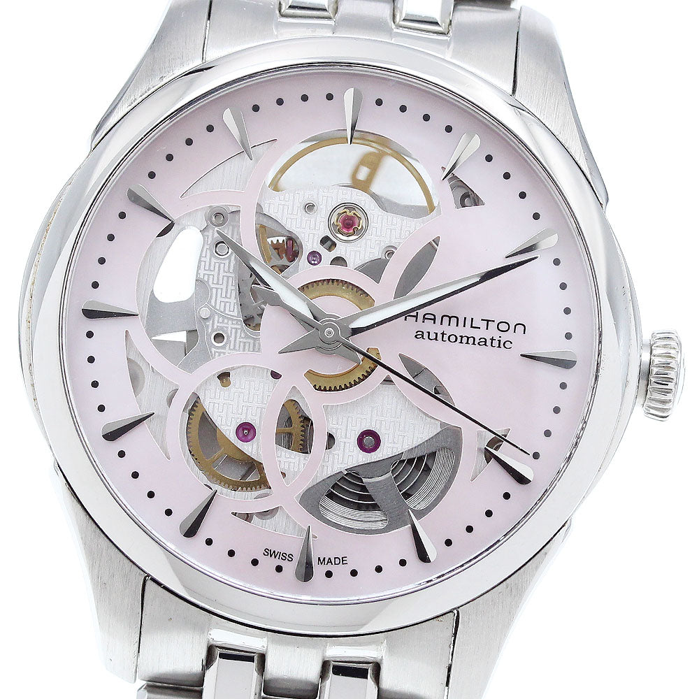 HAMILTON Jazz master H324050/H32405171 skeleton Pink shell Dial Automatic Ladies Watch_906238