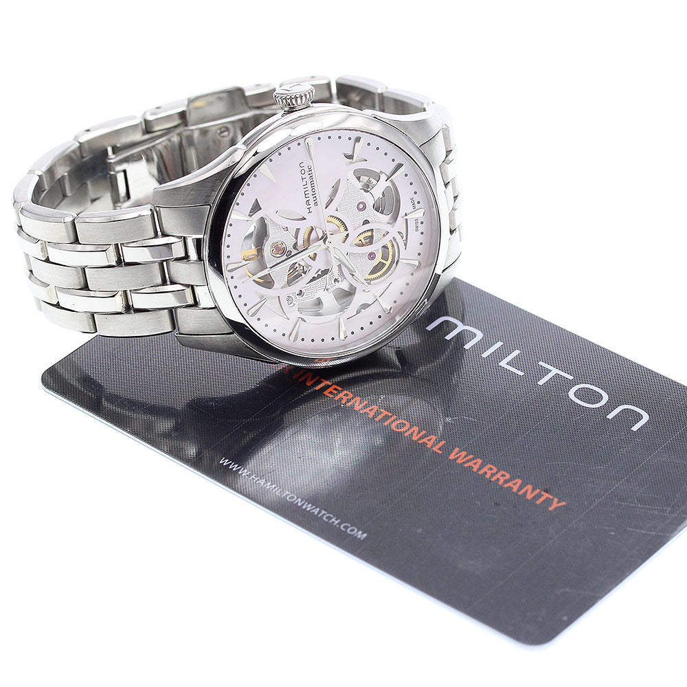 HAMILTON Jazz master H324050/H32405171 skeleton Pink shell Dial Automatic Ladies Watch_906238