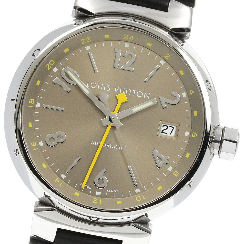 LOUIS VUITTON Tambour Q1132 Date GMT Brown Dial Automatic Men's Watch_906318