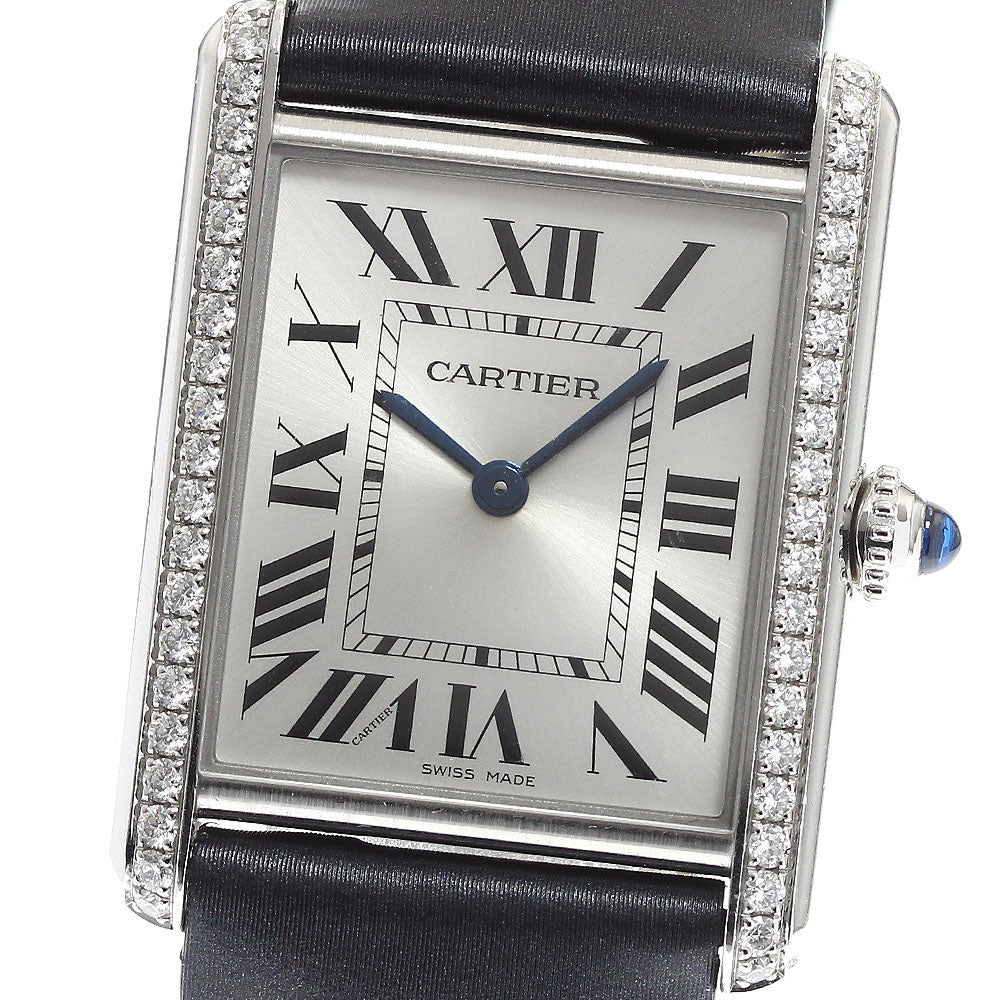 CARTIER tank mast LM W4TA0017 Diamond Bezel Silver Dial Quartz Ladies_906374