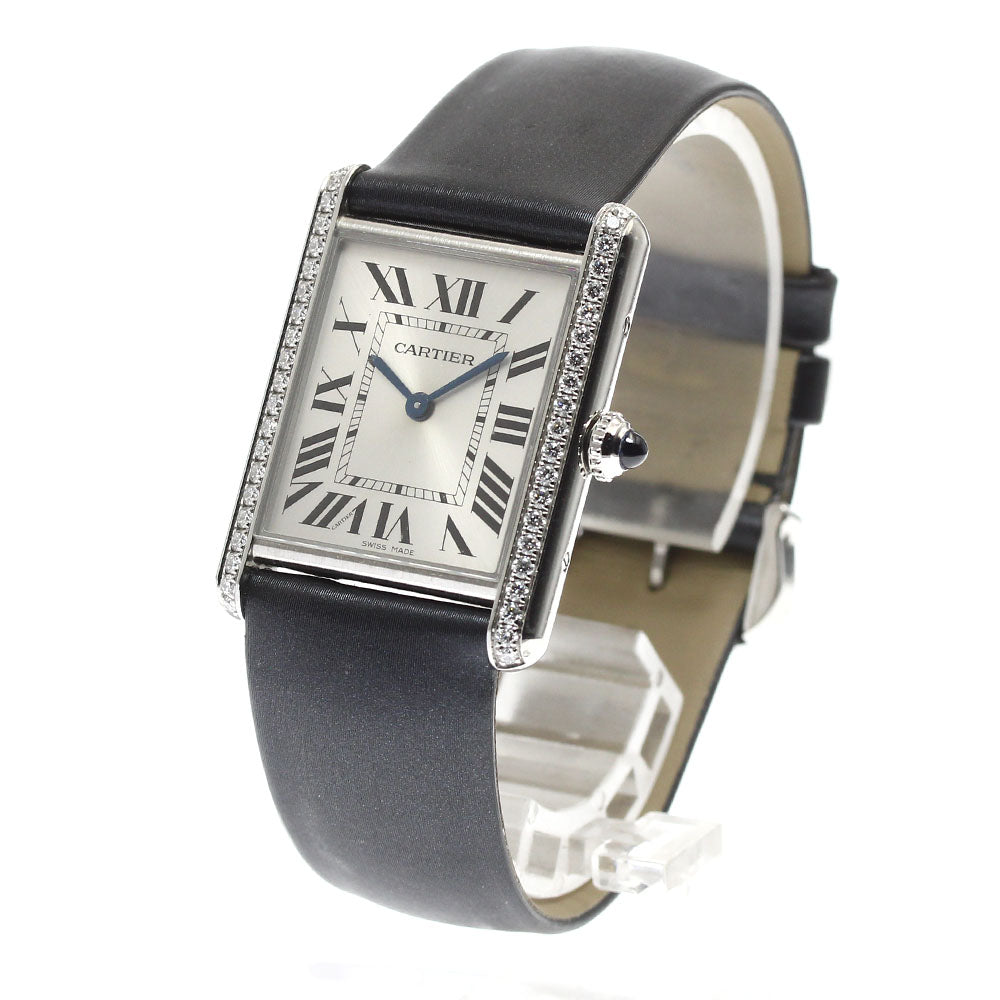 CARTIER tank mast LM W4TA0017 Diamond Bezel Silver Dial Quartz Ladies_906374