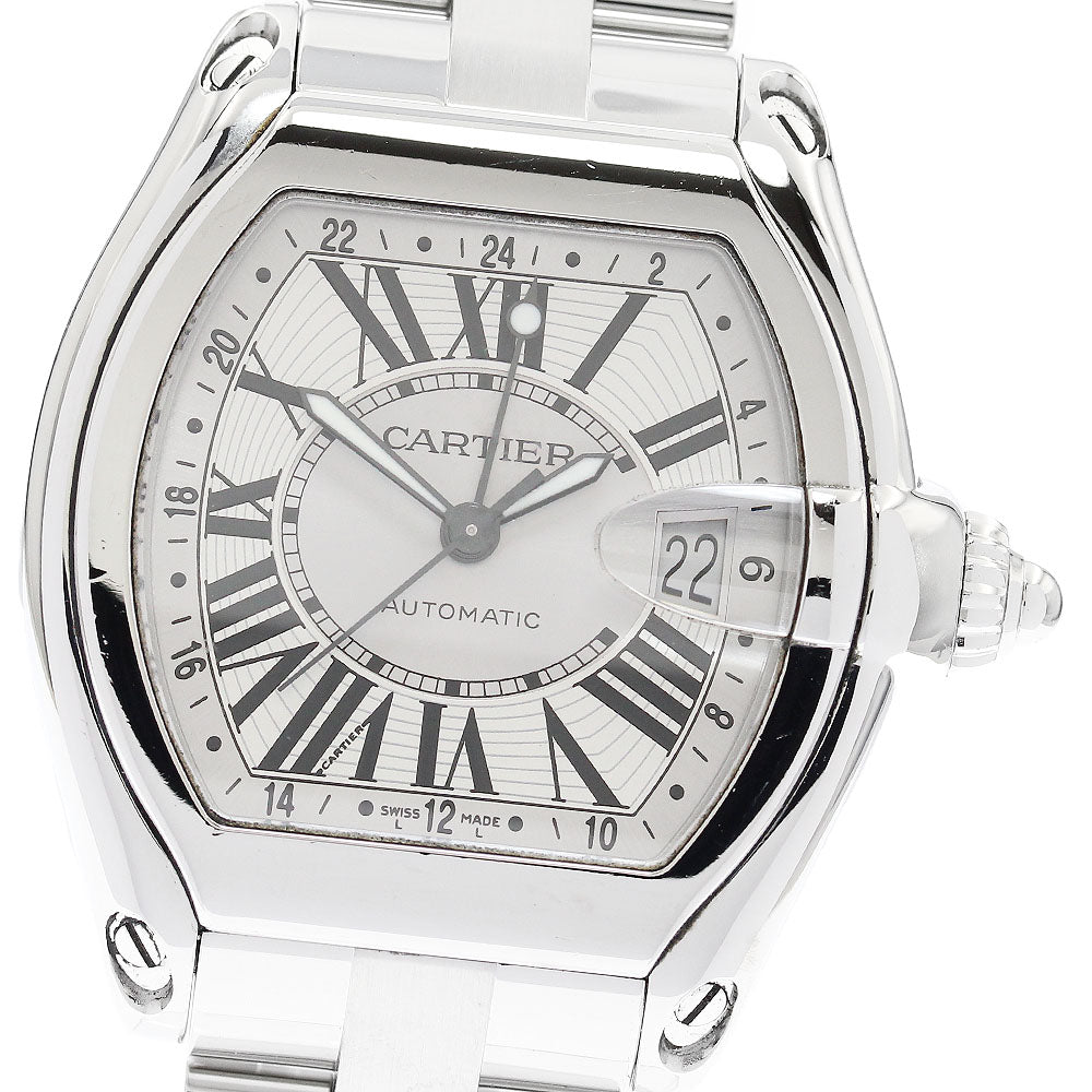 CARTIER Roadster XL W62032X6 GMT Silver Dial Automatic Men's Watch_906387