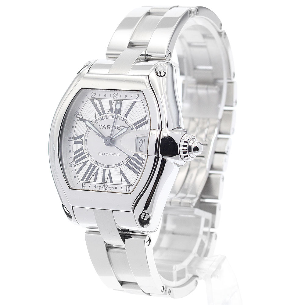 CARTIER Roadster XL W62032X6 GMT Silver Dial Automatic Men's Watch_906387
