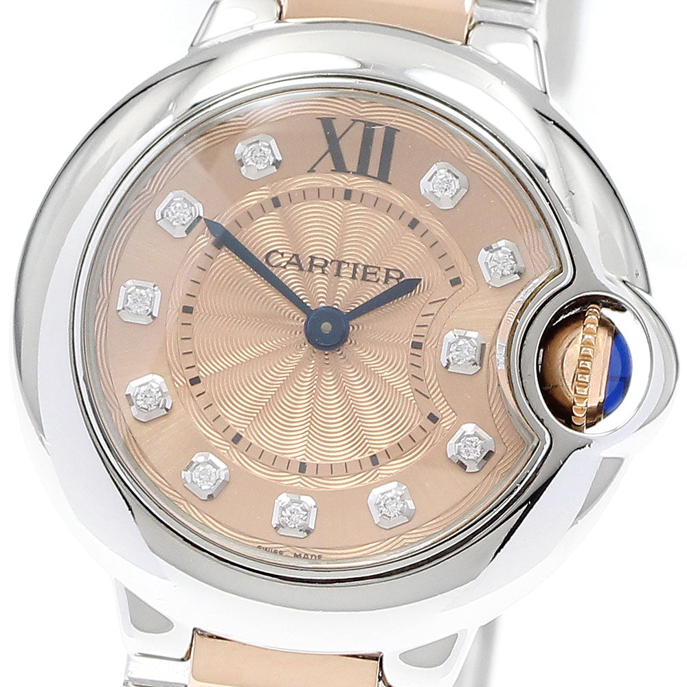 CARTIER Baron blue SM WE902052 K18PG/SS 11P diamond Quartz Ladies Watch_906390