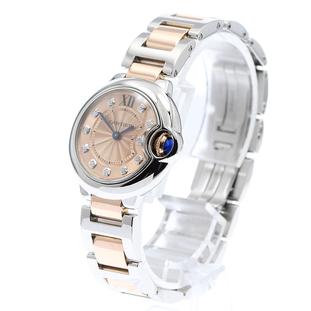 CARTIER Baron blue SM WE902052 K18PG/SS 11P diamond Quartz Ladies Watch_906390