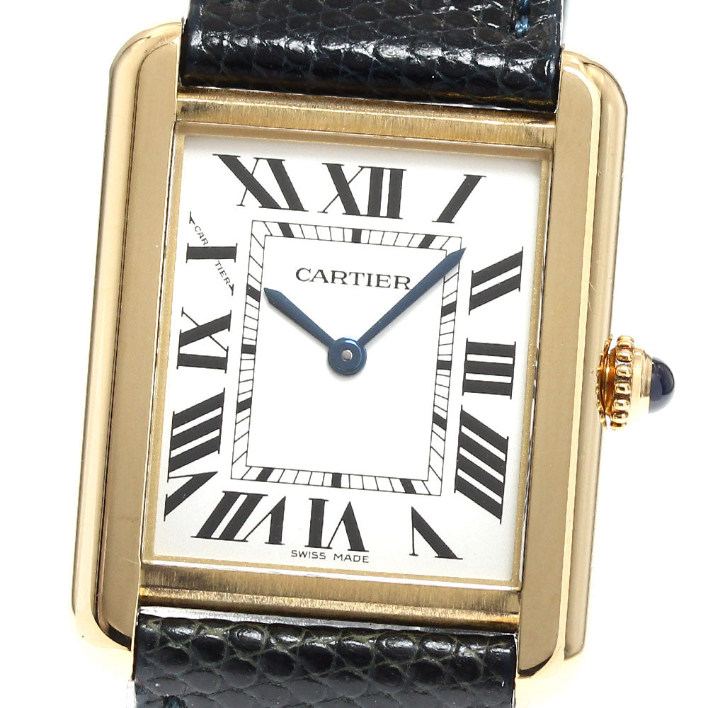 CARTIER Tank solo SM W1018755 18K Yellow Gold Silver Dial Quartz Ladies Watch_906399