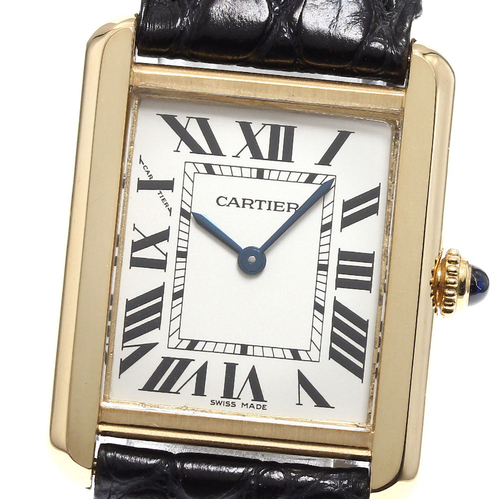 CARTIER Tank solo SM W5200002 18K Yellow Gold Silver Dial Quartz Ladies Watch_906400