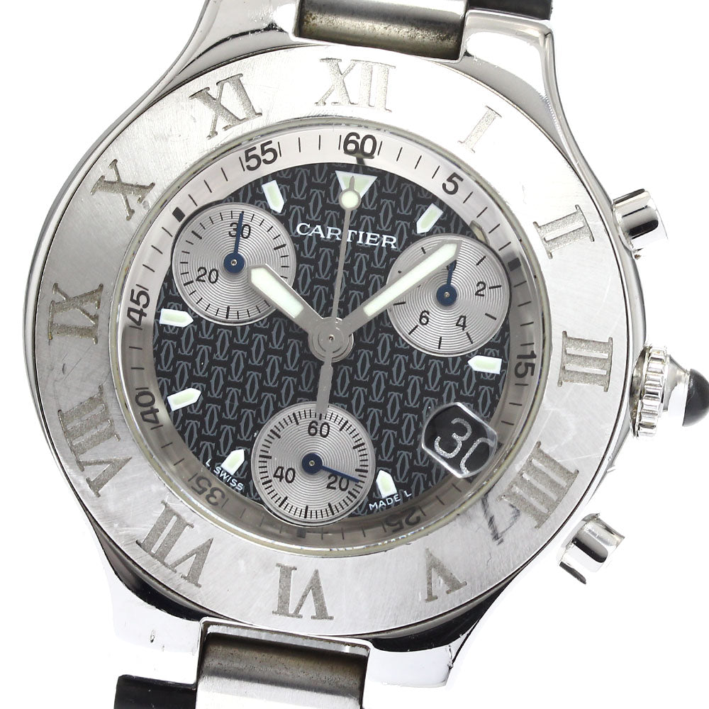 CARTIER CHRONOSCAPH W10125U2 Date Black / Silver Dial Quartz Men's Watch_906473