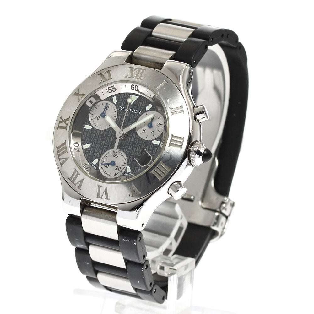 CARTIER CHRONOSCAPH W10125U2 Date Black / Silver Dial Quartz Men's Watch_906473