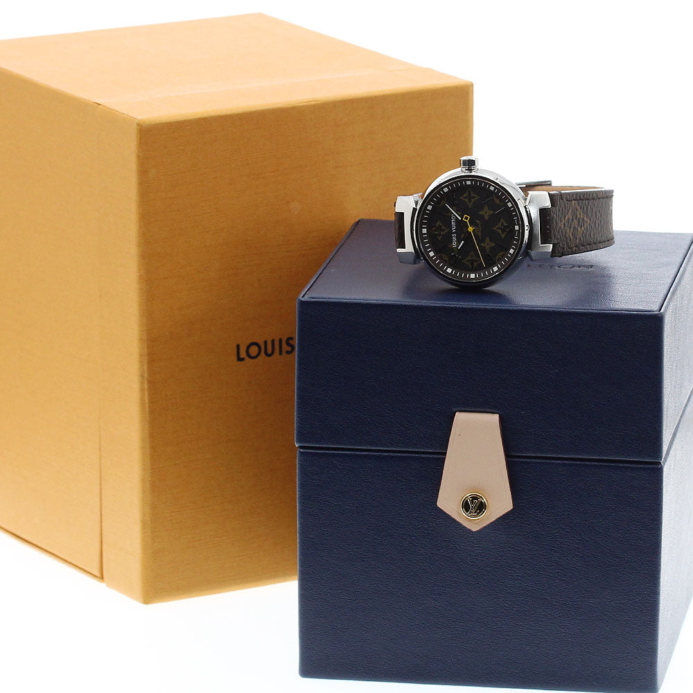 LOUIS VUITTON tambour monogram 34 QA071 Brown Dial Quartz Ladies Watch_906496