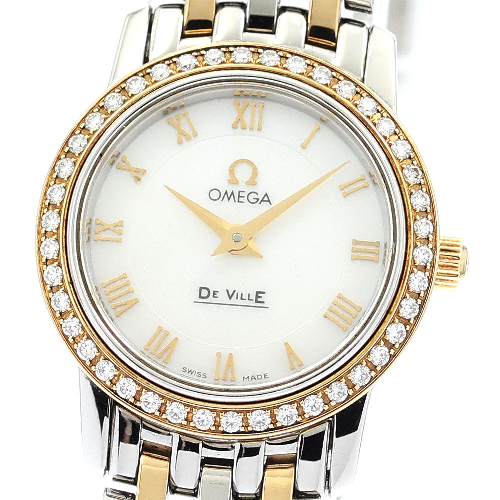 OMEGA De Ville Prestige 4375.71 Diamond Bezel White shell Dial Quartz Ladies Watch_906567