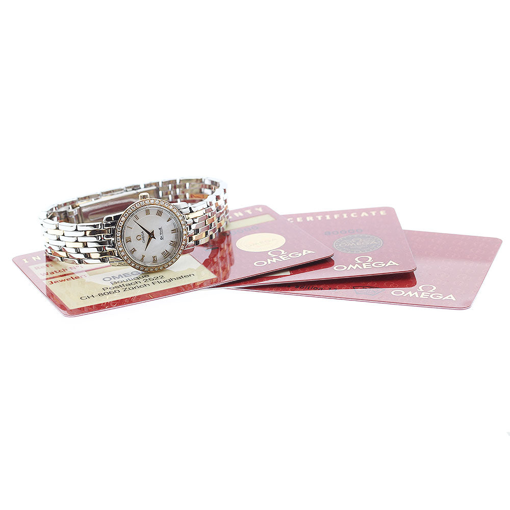 OMEGA De Ville Prestige 4375.71 Diamond Bezel White shell Dial Quartz Ladies Watch_906567