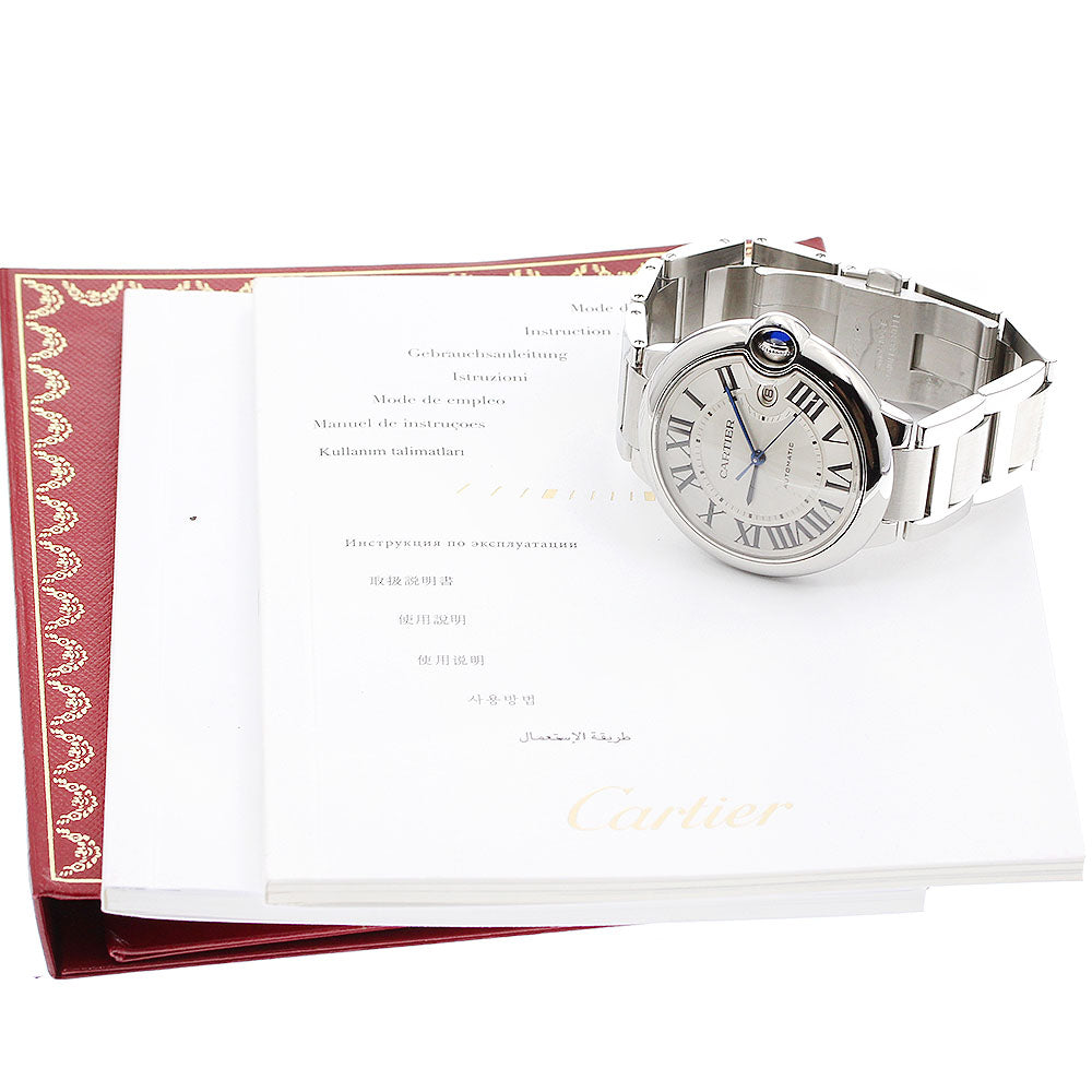 CARTIER Baron Blue LM W69012Z4 Date Silver Dial Automatic Men's Watch_906573